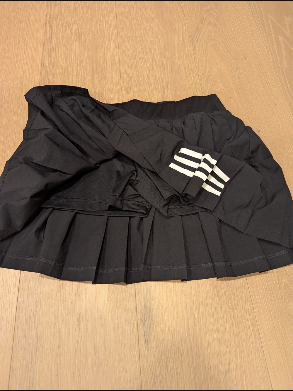 Black Pleated Mini Skort with White Stripe Detail - Picture 6 of 6